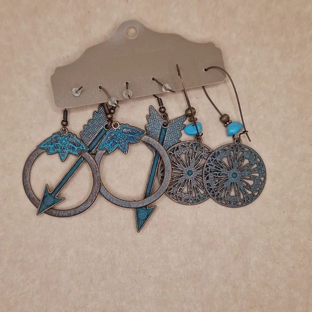 Bronze arrow turquoise earrings
